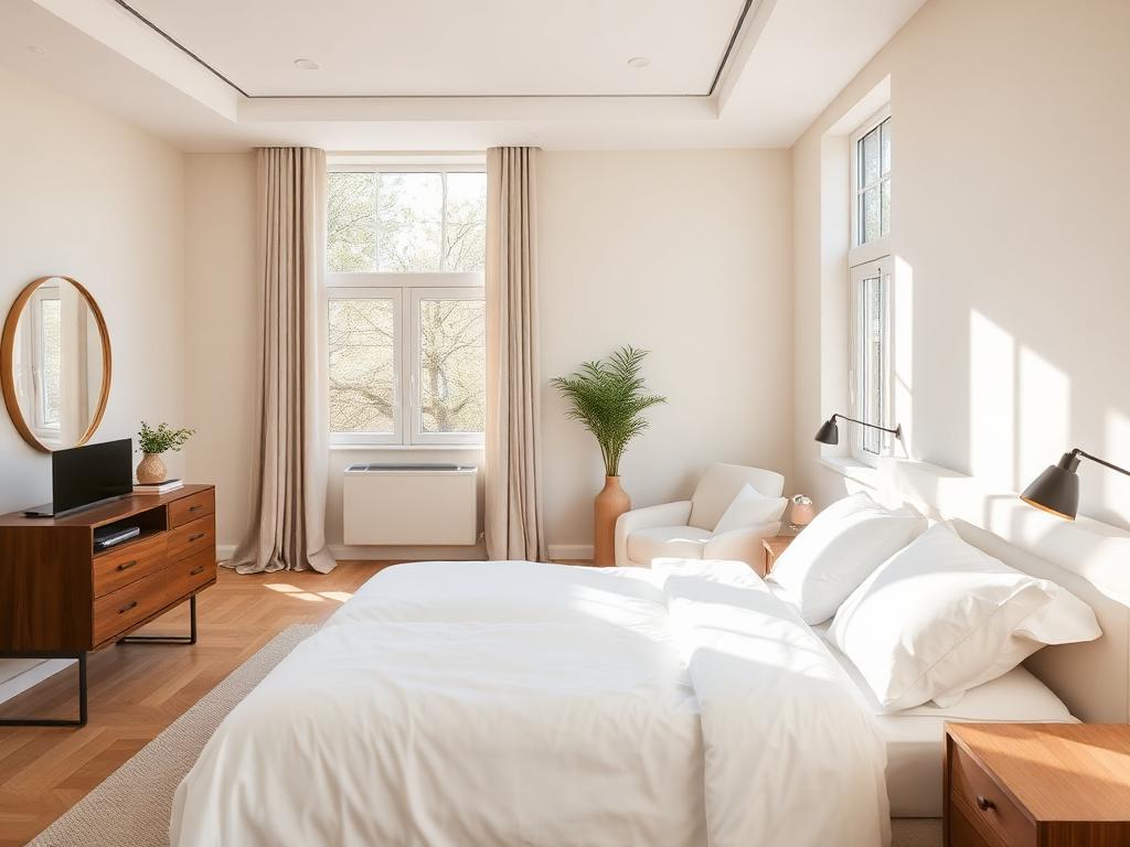 A clean, modern bedroom in a professionally managed Kent rental property